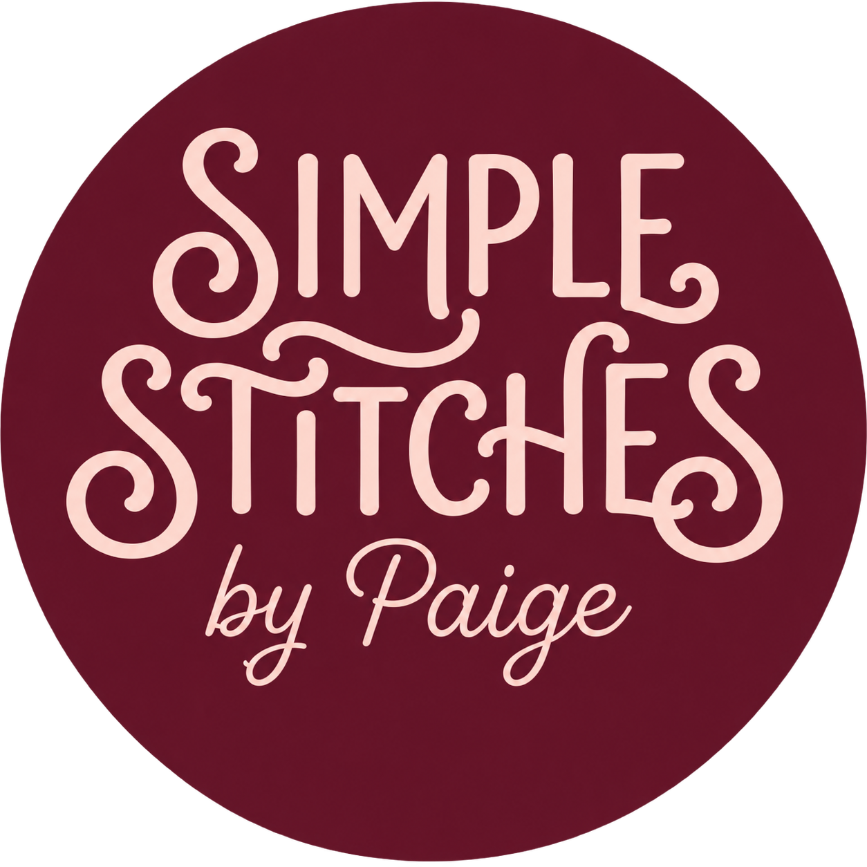 Simple Stitches by Paige burgundy and blush logo